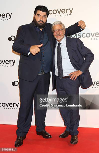 Antonino Cannavacciuolo and Giancarlo Giannini attend the Discovery Networks Upfront on June 14, 2016 in Milan, Italy.