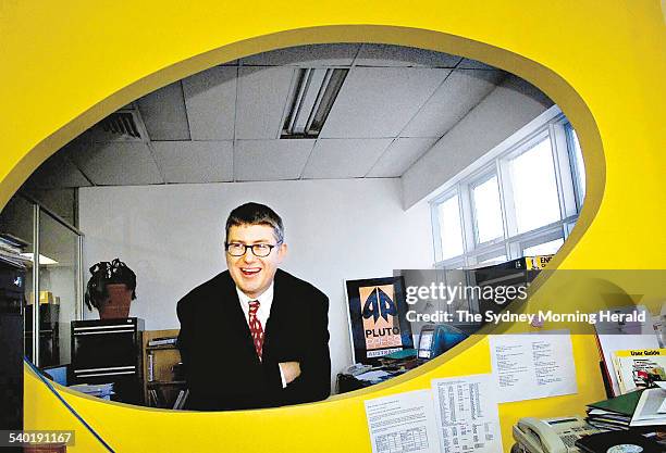 Tony Moore, publisher at Pluto Press Australia in his office at Annandale, 22 June 2001. SMH Picture by NARELLE AUTIO