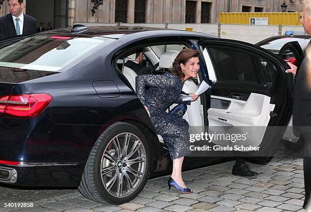 Princess Caroline of Hannover arrives to a charity dinner hosted by AMADE Deutschland and Roland Berger Foundation at Kaisersaal der Residenz der...