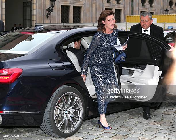 Princess Caroline of Hannover arrives to a charity dinner hosted by AMADE Deutschland and Roland Berger Foundation at Kaisersaal der Residenz der...