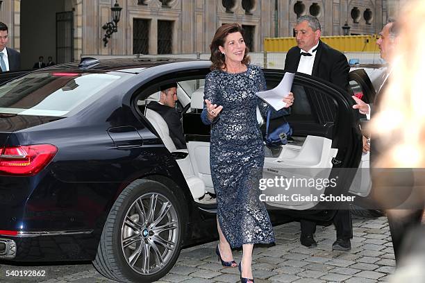 Princess Caroline of Hannover arrives to a charity dinner hosted by AMADE Deutschland and Roland Berger Foundation at Kaisersaal der Residenz der...