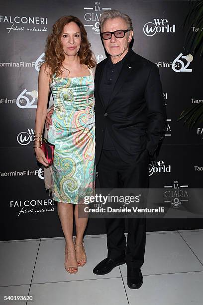 Harvey Keitel and Daphna Kastner attend 62 Taormina Film Fest Gala Dinner - Day 4 on June 14, 2016 in Taormina, Italy.