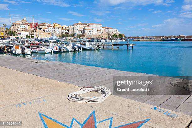 view from the harbor towards the old town of termoli - isole tremiti stock pictures, royalty-free photos & images