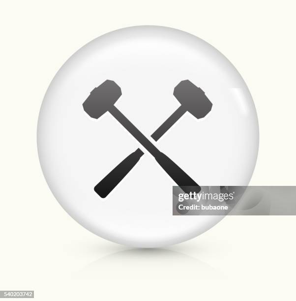 blacksmith lump hammers icon on white round vector button - blacksmith stock illustrations