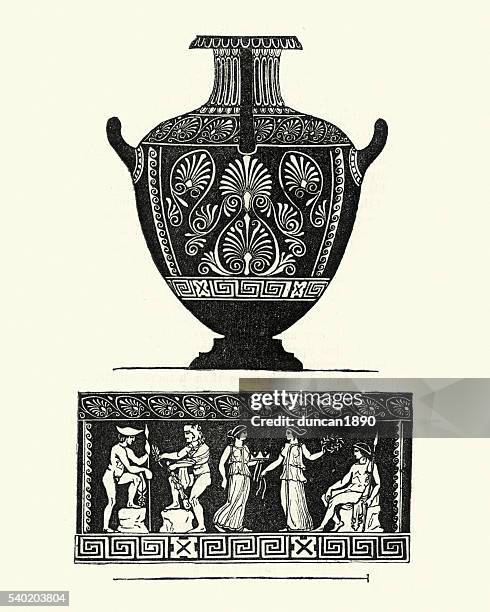 classical greek style urn or vase - vase stock illustrations