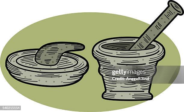 mortar and pestle - kitchenware shop stock illustrations