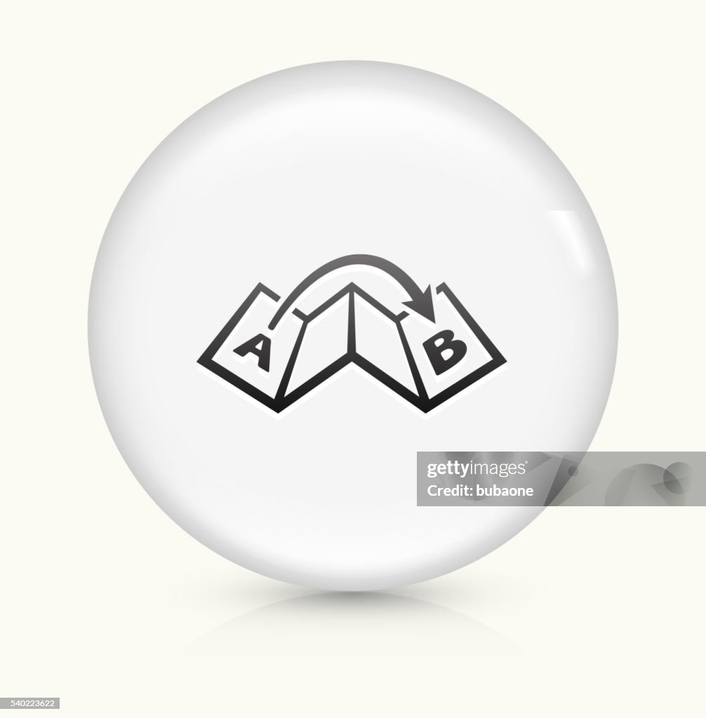 Map Point A to B icon white round vector button