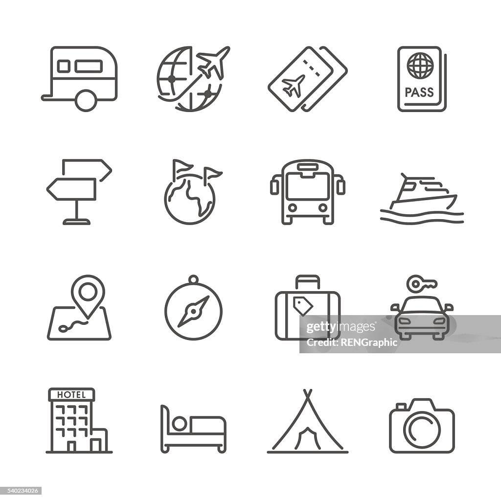 Flat Line icons - Travel Series