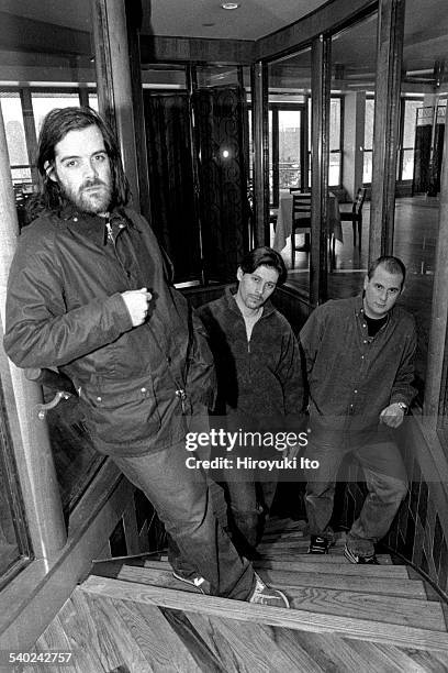 Sam Houser of Rockstar Games, far left, with two other colleagues in a loft in Lower Manhattan on February 3, 2000.