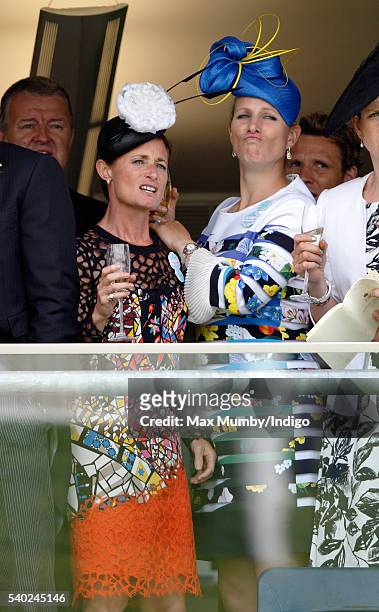 Dolly Maude and Zara Phillips watch the racing as they attend day 1 of Royal Ascot at Ascot Racecourse on June 14, 2016 in Ascot, England.