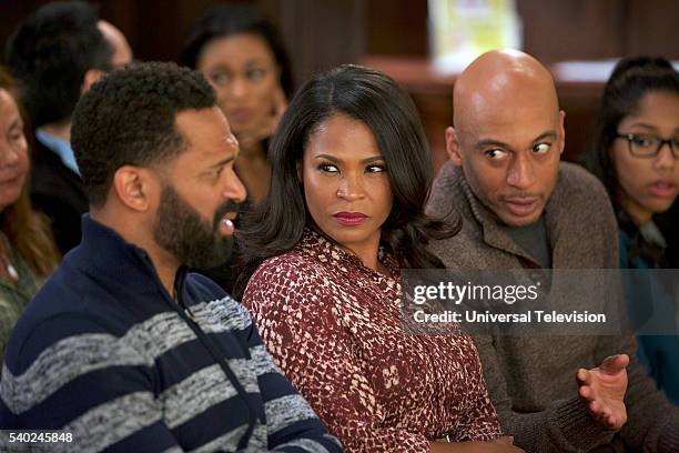 Il Scarface" Episode 103 -- Pictured: Mike Epps as Buck Russell, Nia Long as Alexis Russell, James Lesure as Will Russell --