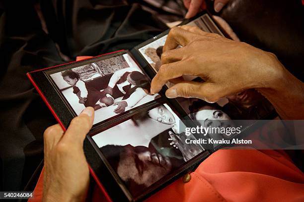 Champion boxer Muhammad Ali is photographed with his wife Lonnie Ali for AARP Magazine on June 1, 2014 in Phoenix, Arizona.