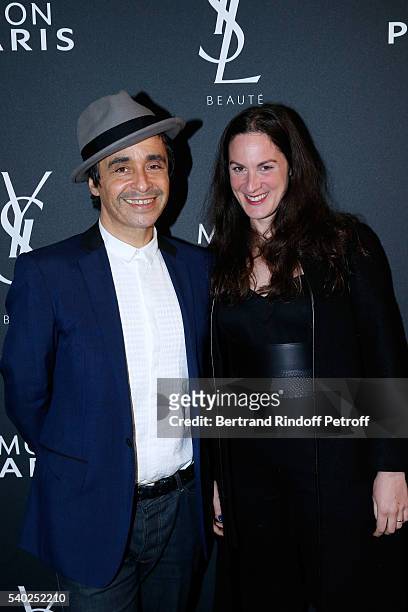 Ariel Wizman and his wife Osnath Assayag attend YSL Beauty launches the new Fragrance "Mon Paris" at Cafe Le Georges on June 14, 2016 in Paris,...