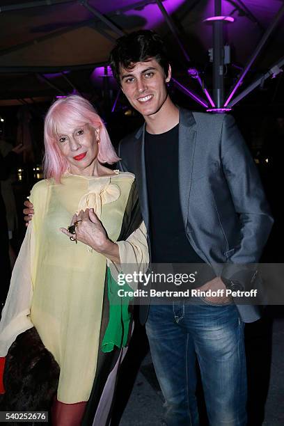 Fashion designer Marie Beltrami and her associate Gwen Pauls attend YSL Beauty launches the new Fragrance "Mon Paris" at Cafe Le Georges on June 14,...