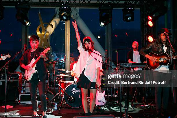 Nili Hadida and Benjamin Cotto from Music Group 'Lilly Wood and the Prick' perform during YSL Beauty launches the new Fragrance "Mon Paris" at Cafe...