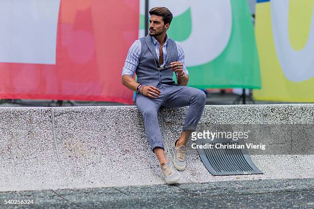 Mariano di Vaio during Pitti Uomo 90 on June 14 in Florence, Italy