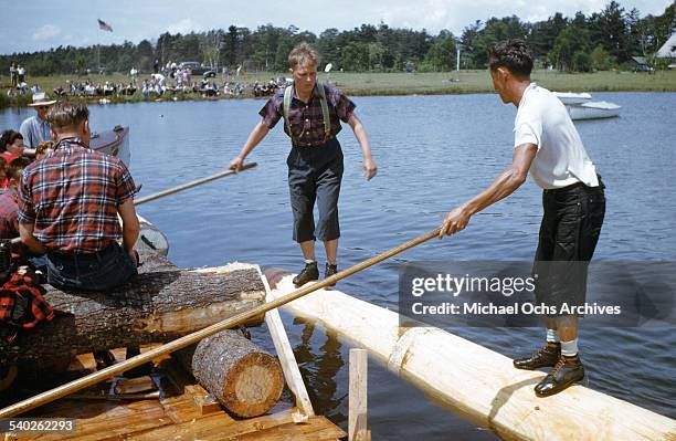 Log Riding Sport Log Rolling Competition Photos and Premium High Res Pictures - Getty Images