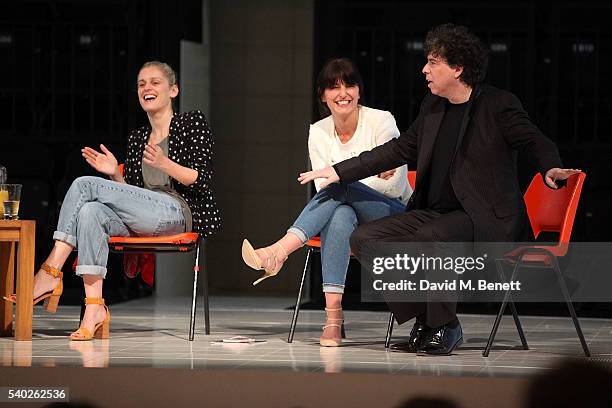 Denise Gough, Davina MacCall and Sacha Gervais speak at a Q&A following the "People, Places & Things" fundraising gala performance in aid of Action...