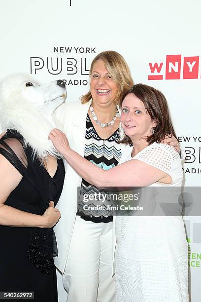 Brook Gladstone, NYPR CEO Laura Walker and Actress Rachel Dratch attending WNYC's Radio Revelry at Tribeca Three Sixty on June 14, 2016 in New York...