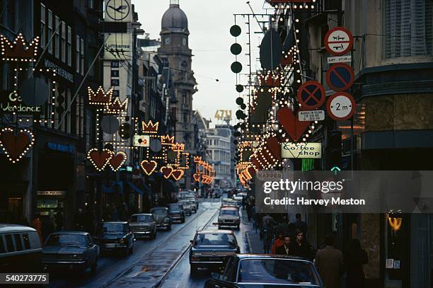 Christmas decorations in Amsterdam, capital of the Netherlands, 1971.