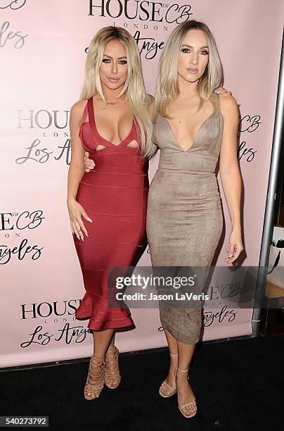 Aubrey O'Day and Shannon Bex of Dumblonde attend the House of CB flagship store launch at House Of CB on June 14, 2016 in West Hollywood, California.