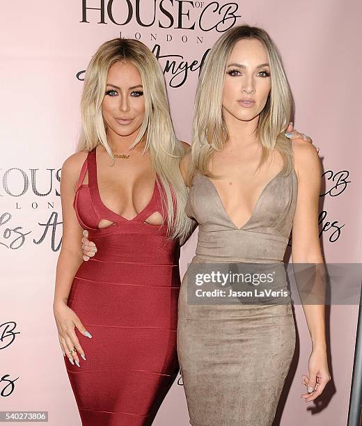 Aubrey O'Day and Shannon Bex of Dumblonde attend the House of CB flagship store launch at House Of CB on June 14, 2016 in West Hollywood, California.