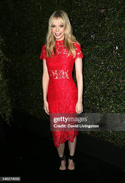 Actress Riki Lindhome attends the 2016 Women In Film Max Mara Face of the Future celebrating Natalie Dormer at Chateau Marmont on June 14, 2016 in...