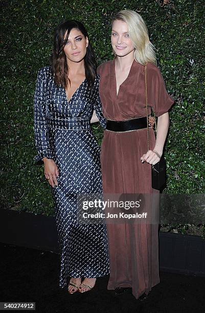 Actress Jessica Szohr and model Jessica Stam arrive at Max Mara Celebrates Natalie Dormer-The 2016 Women In Film Max Mara Face Of The Future at...