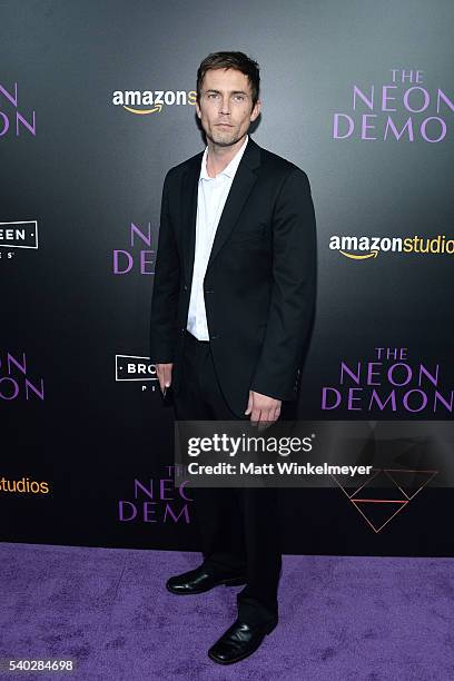 Actor Desmond Harrington attends the premiere of Amazon's "The Neon Demon" at ArcLight Cinemas Cinerama Dome on June 14, 2016 in Hollywood,...