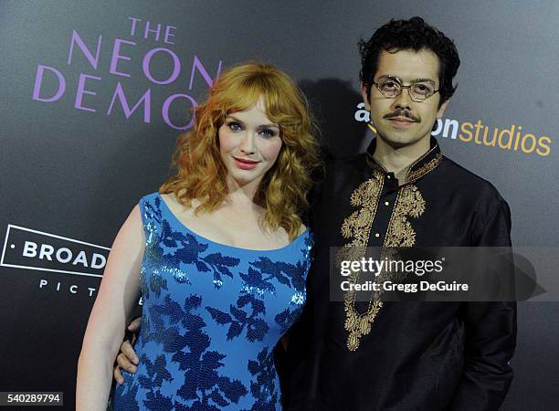 Actress Christina Hendricks and husband Geoffrey Arend arrive at the premiere of Amazon's "The Neon Demon" at ArcLight Cinemas Cinerama Dome on June...