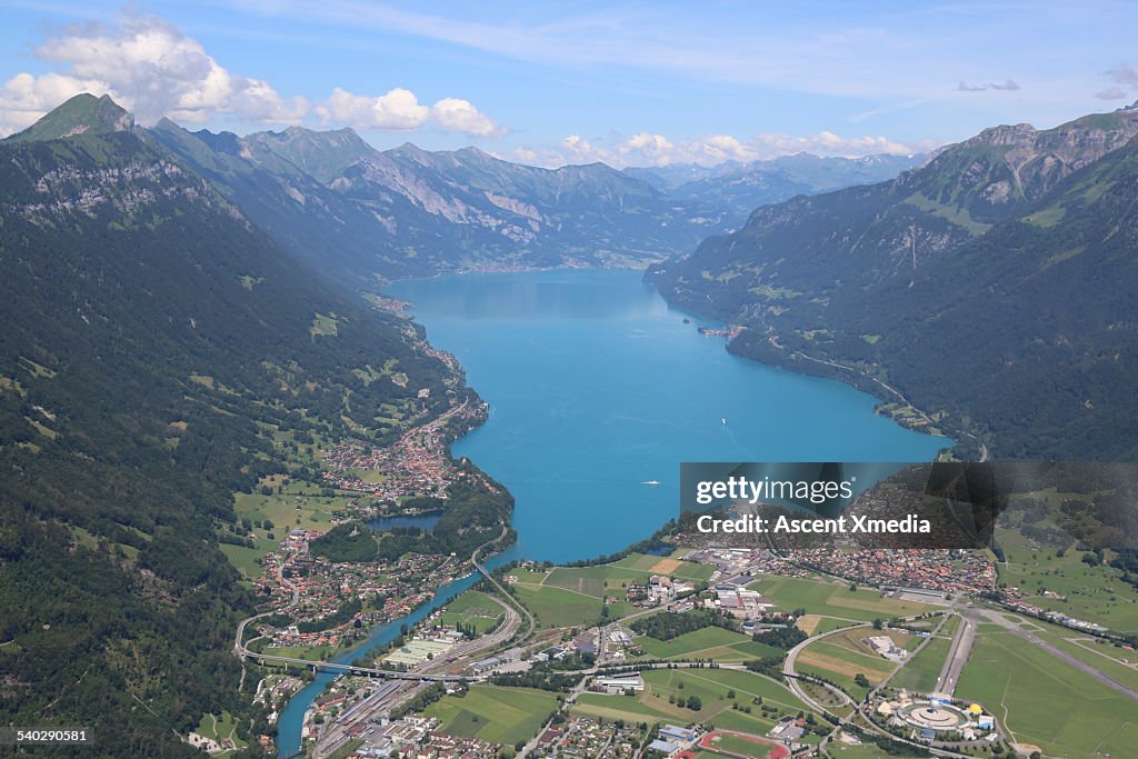 Aerial view over Swiss Alps, Interlaken