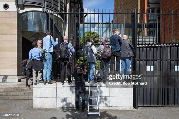 Members of the press attempt to see Sir Philip Green arriving for a select committee hearing at Portcullis House on June 15, 2016 in London, England....