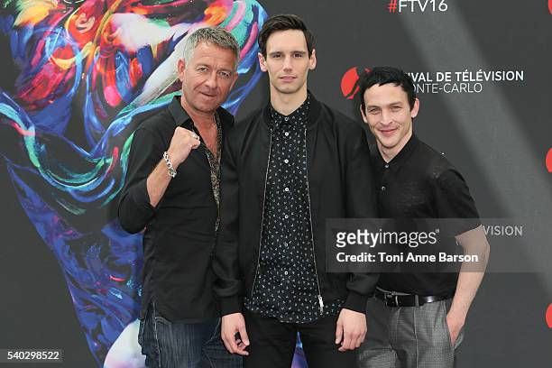 Sean Pertwee, Cory Michael Smith and Lord Robin Taylor attend "Gotham" Photocall as part of the 56th Monte Carlo Tv Festival at the Grimaldi Forum on...