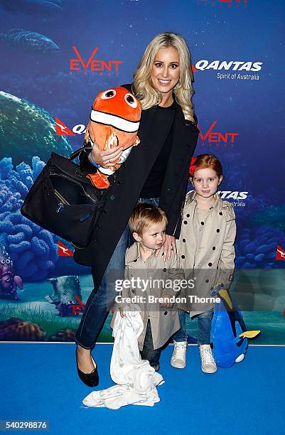 Roxy Jacenko arrives with her children Hunter Curtis and Pixie Curtis arrive ahead of the Finding Dory Australian Premiere at Event Cinemas George...