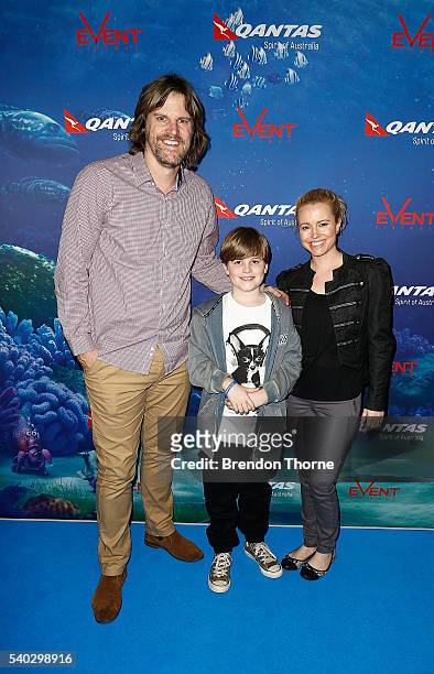 Haley, Nathan and Chase Bracken arrive ahead of the Finding Dory Australian Premiere at Event Cinemas George Street on June 15, 2016 in Sydney,...