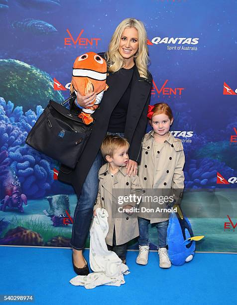 Roxy Jacenko and son Hunter Curtis and daughter Pixie Curtis arrive ahead of the Finding Dory Australian Premiere at Event Cinemas George Street on...