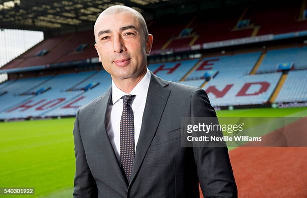 New manager Roberto Di Matteo of Aston Villa poses for a picture at Villa Park on June 15, 2016 in Birmingham, England.