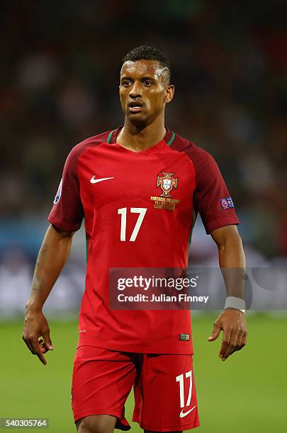 Nani of Portugal looks on during the UEFA EURO 2016 Group F match between Portugal and Iceland at Stade Geoffroy-Guichard on June 14, 2016 in...