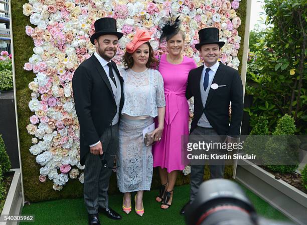 Anthony McPartlin, Lisa Armstrong, Ali Astall and Declan Donnelly attend day 2 of Royal Ascot at Ascot Racecourse on June 15, 2016 in Ascot, England.
