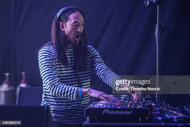 Steve Aoki performs at L.A. LIVE on June 14, 2016 in Los Angeles, California.