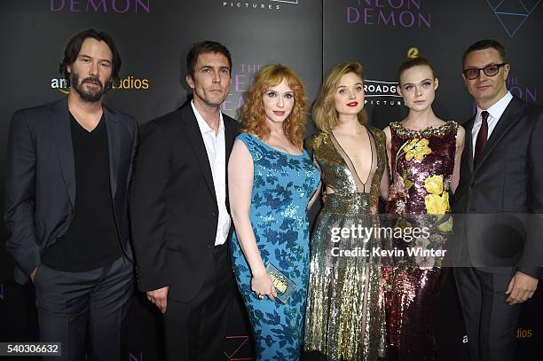 Actors Keanu Reeves, Desmond Harrington, Christina Hendricks, Bella Heathcote, Elle Fanning and dirctor Nicolas Winding Refn arrive at the premiere...