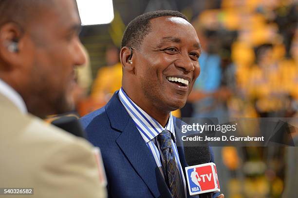 Close up shot of former NBA player, Isiah Thomas after Game Five of the 2016 NBA Finals between Cleveland Cavaliers and against the Golden State...