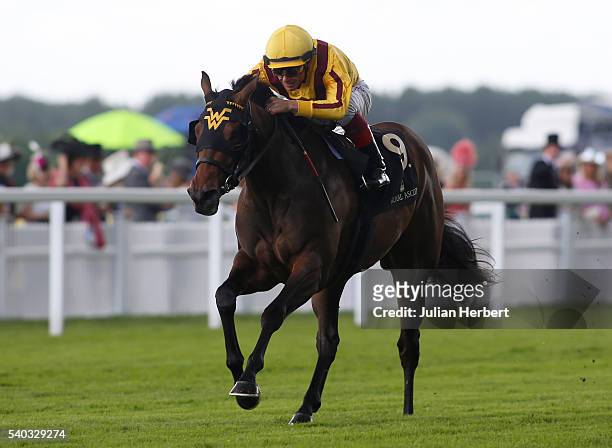 Lady Aurelia ridden by Frankie Dettori wins The Queen Mary Stakes Race run during Day Two of Royal Ascot at Ascot Racecourse on June 15, 2016 in...