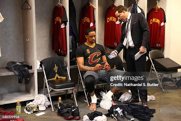 Analyst, Chris Broussard interviews Channing Frye of the Cleveland Cavaliers after Game Five of the 2016 NBA Finals against the Golden State Warriors...