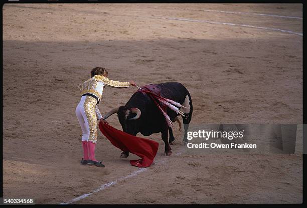 matador performing the pase de la firma - firma stock pictures, royalty-free photos & images