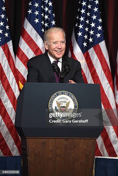 Vice President of the United States, event honoree Joe Biden speaks on stage during the 75th Annual Father Of The Year Awards Luncheon at The New...