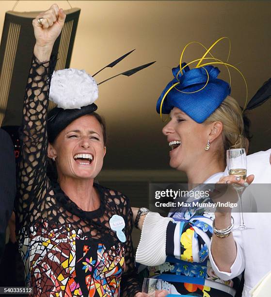 Dolly Maude and Zara Phillips watch the racing as they attend day 1 of Royal Ascot at Ascot Racecourse on June 14, 2016 in Ascot, England.