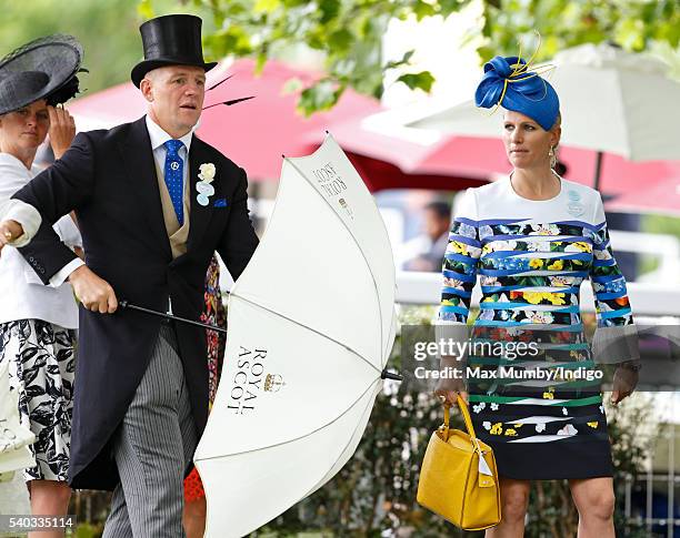 Mike Tindall and Zara Phillips attend day 1 of Royal Ascot at Ascot Racecourse on June 14, 2016 in Ascot, England.