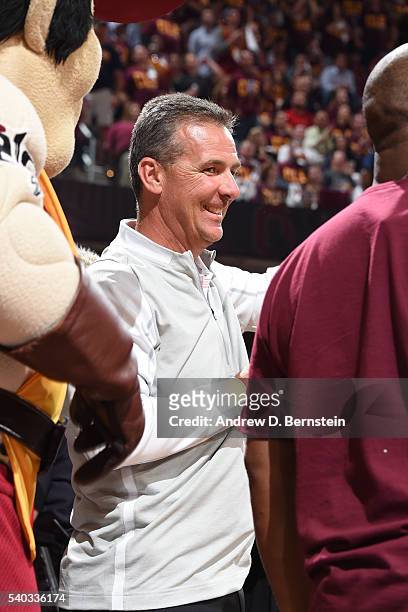 Ohio State football coach, Urban Meyer attends Game Four of the 2016 NBA Finals between the Golden State Warriors and the Cleveland Cavaliers at The...