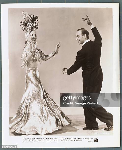 Carmen Miranda and dance partner in 20th Century Fox's That Night in Rio, directed by Irving Cummings.